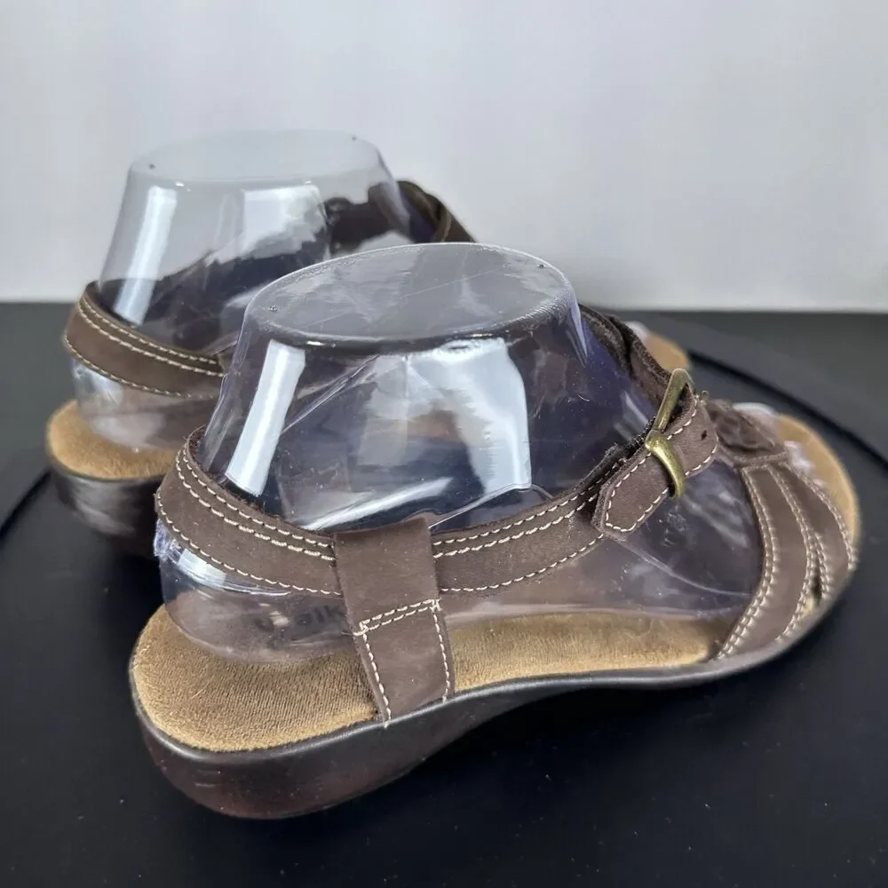 Walking Cradles Womens US 7 Brown Leather Suede Strappy Sandals Comfort Heel
